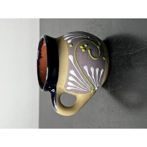 Cozumel Clay Pottery Souvenir Pot Ceramic Made in Mexico Purple and White Glaze